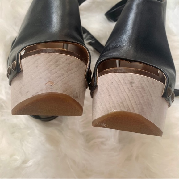 Chloe Wood and Leather Tie Wedges - Picture 7 of 7